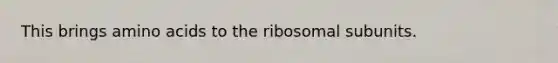 This brings amino acids to the ribosomal subunits.