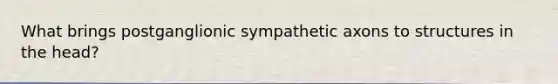 What brings postganglionic sympathetic axons to structures in the head?