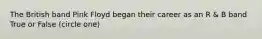 The British band Pink Floyd began their career as an R & B band True or False (circle one)