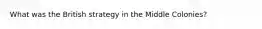 What was the British strategy in the Middle Colonies?