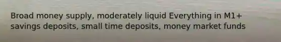 Broad money supply, moderately liquid Everything in M1+ savings deposits, small time deposits, money market funds