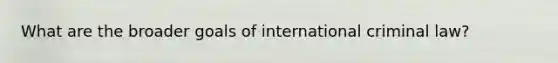 What are the broader goals of international criminal law?