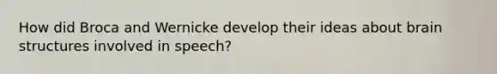 How did Broca and Wernicke develop their ideas about brain structures involved in speech?