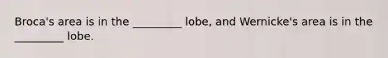 Broca's area is in the _________ lobe, and Wernicke's area is in the _________ lobe.