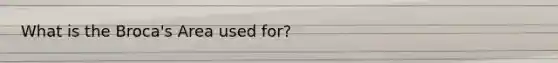 What is the Broca's Area used for?