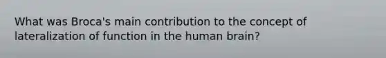 What was Broca's main contribution to the concept of lateralization of function in the human brain?