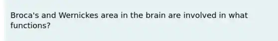 Broca's and Wernickes area in the brain are involved in what functions?