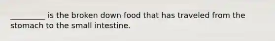 _________ is the broken down food that has traveled from the stomach to the small intestine.