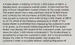 A broker-dealer is bidding 14.50 for 1,000 shares of ABCD, a Nasdaq stock, as a passive market maker. Its bid matches the bids of three independent market makers at the inside market. The broker-dealer has a daily purchase limit of 10,000 shares and currently has net purchases of 9,500 that day. If the firm now accepts a customer limit order to buy 1,000 shares of ABCD at 14.75, which of the following statements is TRUE? A The broker-dealer is prohibited from displaying the customer's order in its quote, as this would violate Regulation M B The broker-dealer may display 500 shares of the customer's order, but must leave the other 1,000 shares undisplayed C The broker-dealer is permitted to accept the customer's order, but is not permitted to display the order D The broker-dealer may display the customer's order in its quote without violating Regulation M