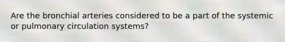 Are the bronchial arteries considered to be a part of the systemic or pulmonary circulation systems?