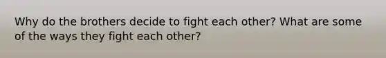 Why do the brothers decide to fight each other? What are some of the ways they fight each other?