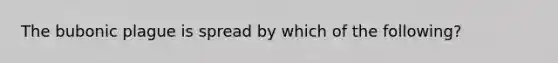 The bubonic plague is spread by which of the following?