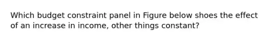 Which budget constraint panel in Figure below shoes the effect of an increase in income, other things constant?