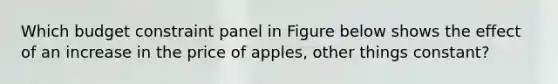 Which budget constraint panel in Figure below shows the effect of an increase in the price of apples, other things constant?