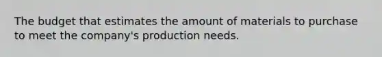 The budget that estimates the amount of materials to purchase to meet the company's production needs.