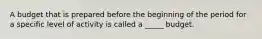 A budget that is prepared before the beginning of the period for a specific level of activity is called a _____ budget.