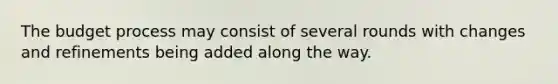 The budget process may consist of several rounds with changes and refinements being added along the way.