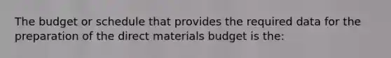 The budget or schedule that provides the required data for the preparation of the direct materials budget is the: