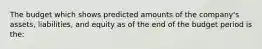 The budget which shows predicted amounts of the company's assets, liabilities, and equity as of the end of the budget period is the: