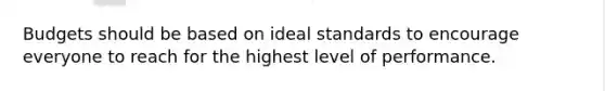 Budgets should be based on ideal standards to encourage everyone to reach for the highest level of performance.