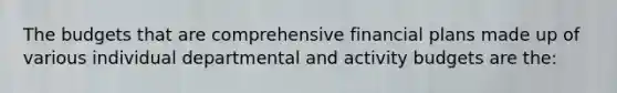 The budgets that are comprehensive financial plans made up of various individual departmental and activity budgets are the: