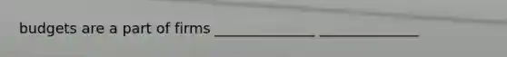 budgets are a part of firms ______________ ______________
