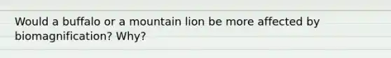 Would a buffalo or a mountain lion be more affected by biomagnification? Why?