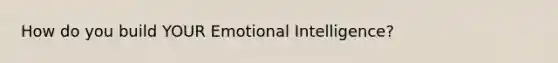 How do you build YOUR Emotional Intelligence?