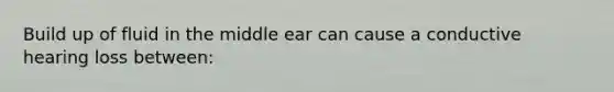 Build up of fluid in the middle ear can cause a conductive hearing loss between: