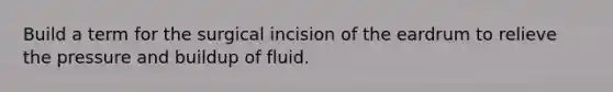 Build a term for the surgical incision of the eardrum to relieve the pressure and buildup of fluid.