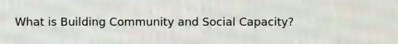 What is Building Community and Social Capacity?