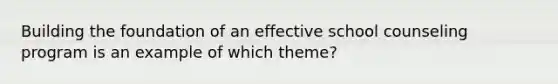 Building the foundation of an effective school counseling program is an example of which theme?