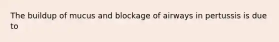 The buildup of mucus and blockage of airways in pertussis is due to