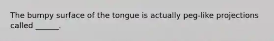 The bumpy surface of the tongue is actually peg-like projections called ______.