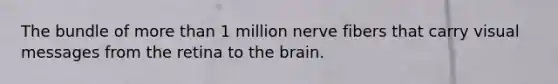 The bundle of more than 1 million nerve fibers that carry visual messages from the retina to the brain.