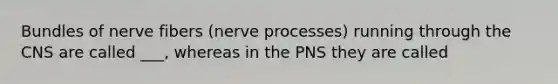 Bundles of nerve fibers (nerve processes) running through the CNS are called ___, whereas in the PNS they are called