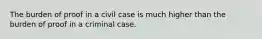 The burden of proof in a civil case is much higher than the burden of proof in a criminal case.