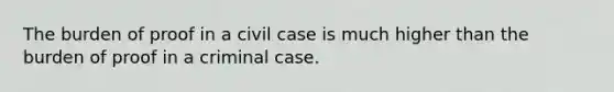 The burden of proof in a civil case is much higher than the burden of proof in a criminal case.