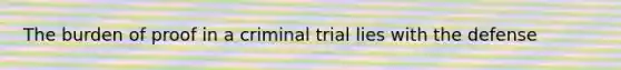 The burden of proof in a criminal trial lies with the defense