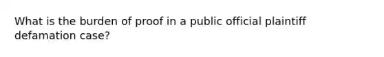 What is the burden of proof in a public official plaintiff defamation case?