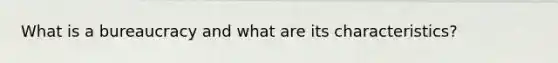 What is a bureaucracy and what are its characteristics?