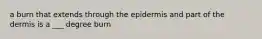 a burn that extends through the epidermis and part of the dermis is a ___ degree burn