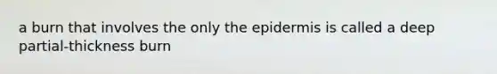 a burn that involves the only the epidermis is called a deep partial-thickness burn