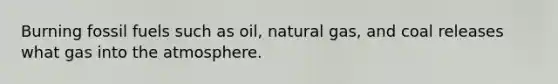 Burning fossil fuels such as oil, natural gas, and coal releases what gas into the atmosphere.