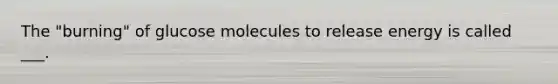 The "burning" of glucose molecules to release energy is called ___.