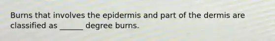 Burns that involves the epidermis and part of the dermis are classified as ______ degree burns.