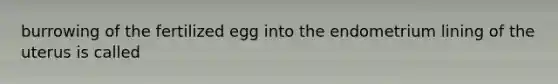 burrowing of the fertilized egg into the endometrium lining of the uterus is called