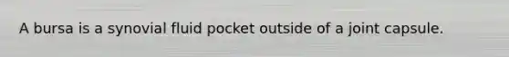 A bursa is a synovial fluid pocket outside of a joint capsule.