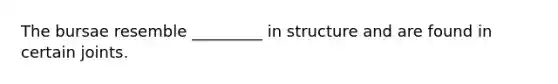 The bursae resemble _________ in structure and are found in certain joints.