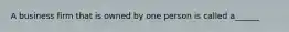 A business firm that is owned by one person is called a______